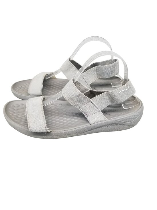 CROCS Shoes - Crocs Shoes Women Size 10 Gray Strappy Ankle Strap Sandals *Read*